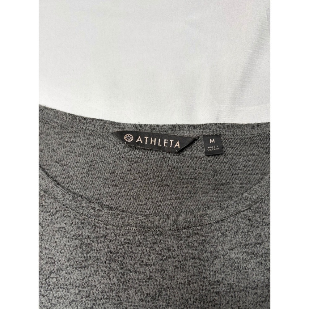 Athleta Essence Long Sleeve Top Charcoal Gray Heather Thumbholes M - Picture 3 of 5